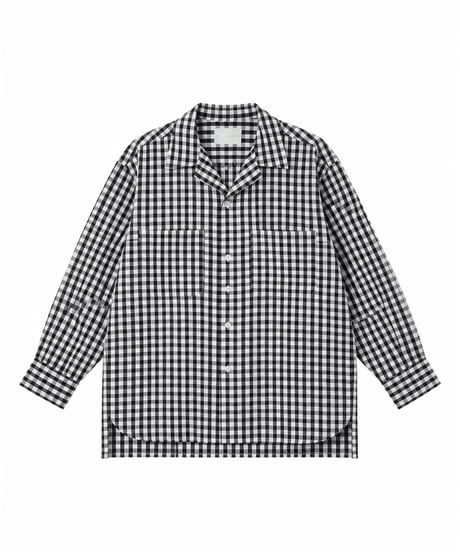 Vertical Wide Seersucker Open-Collar Shirt WHITE