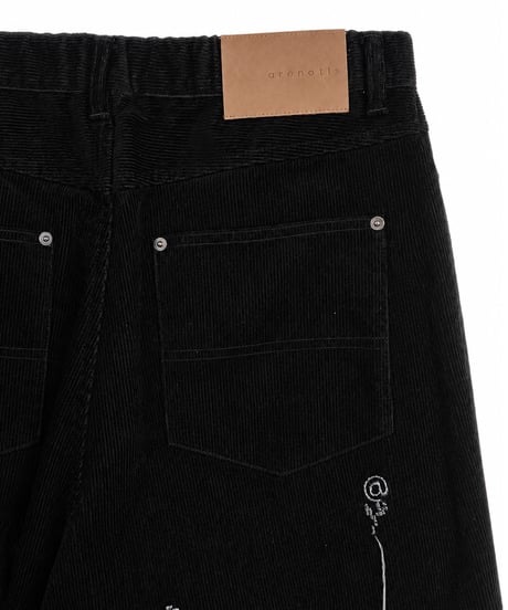 Flower Hand-Stitched Summer Corduroy BLACK