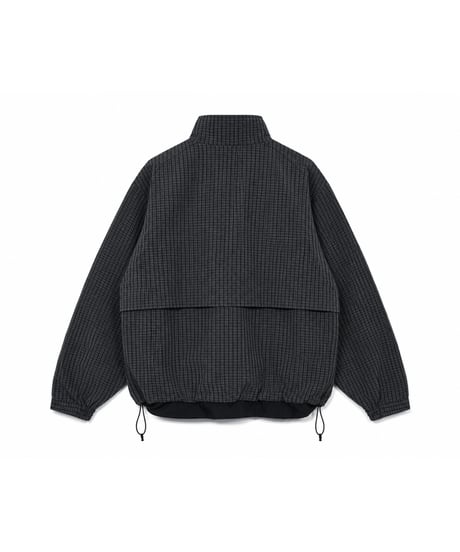 Water-Repellent Seersucker Check Layered Blouson BLACK