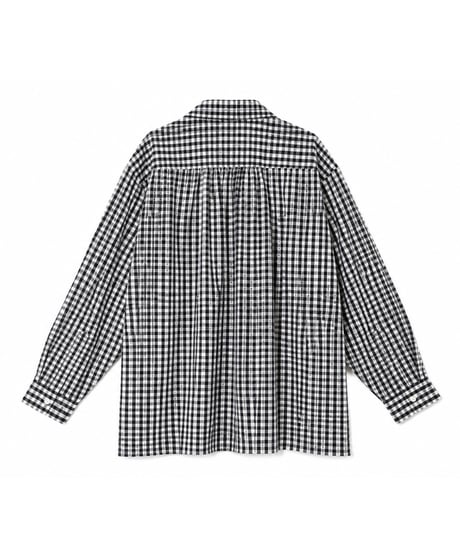 Vertical Wide Seersucker Open-Collar Shirt WHITE