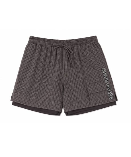 Water-Repellent Seersucker Check Layered Shorts BROWN
