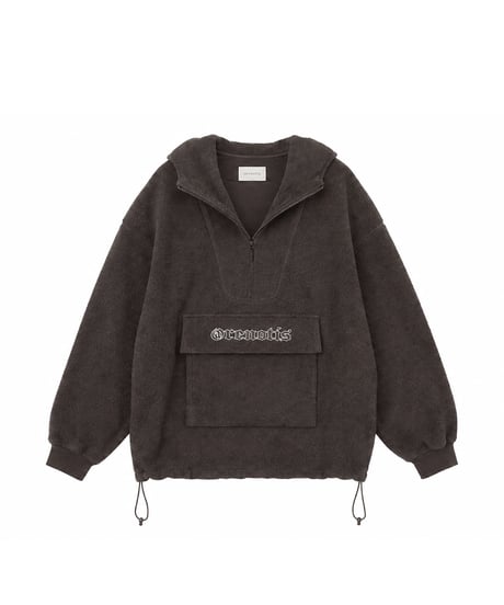 Napped Sweat Anorak Hoodie BLACK