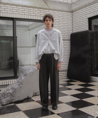 Rayon Shadow Check Hand-Stitched Long Sleeve Shirt GREY