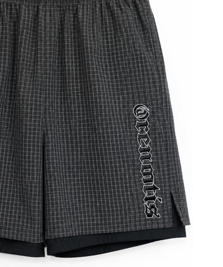 Water-Repellent Seersucker Check Layered Shorts BROWN