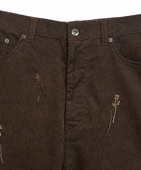 Flower Hand-Stitched Summer Corduroy BLACK