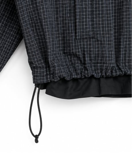 Water-Repellent Seersucker Check Layered Blouson BLACK