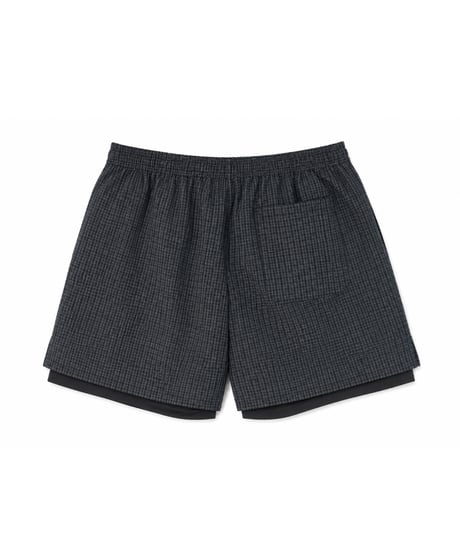 Water-Repellent Seersucker Check Layered Shorts BROWN