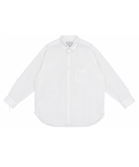 Wool-Linen Hand-Stitched Long Sleeve Shirt NAVY