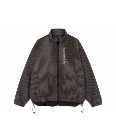 Water-Repellent Seersucker Check Layered Blouson BLACK