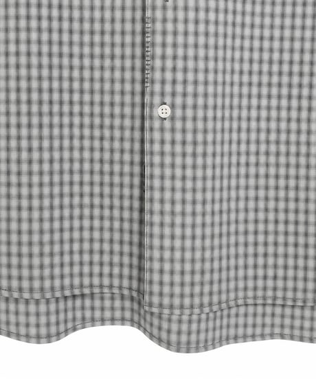 Rayon Shadow Check Hand-Stitched Long Sleeve Shirt GREY