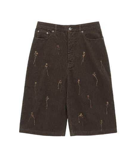 Flower Hand-Stitched Summer Corduroy BLACK