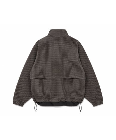 Water-Repellent Seersucker Check Layered Blouson BLACK