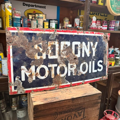 1920〜30’s SOCONY MOTOR OILS ヴィンテージ琺瑯看板 22-321