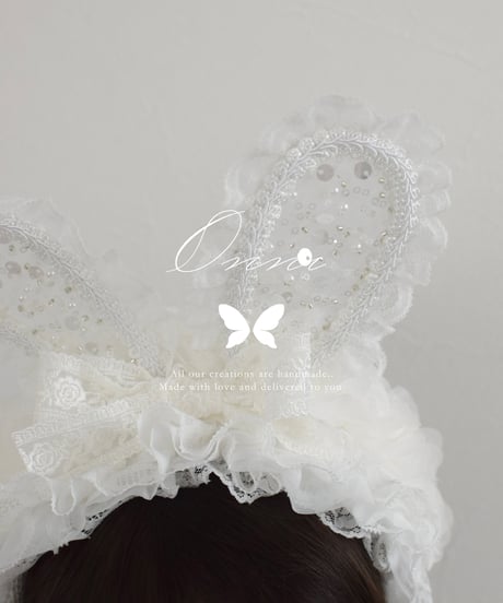 rabbit and cat headdress (White)