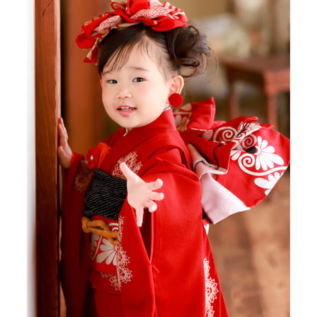 ■レンタル■紅梅　　（3歳・7歳　三部式着物）
