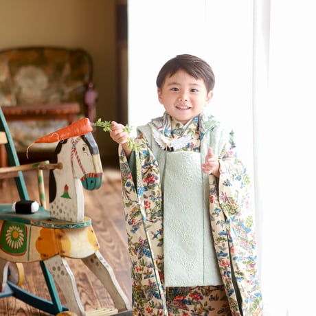 ■レンタル■　水色古典　　　（3歳・3歳男の子・7歳　三部式着物）