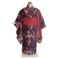7歳　USED着物　紅梅　（着物単品　帯は含まれません画像は参考です）