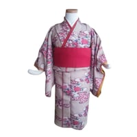 3歳　USED着物　ベージュ吉野　（着物単品　被布、帯は含まれません画像は参考です）