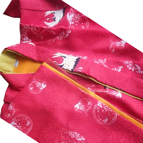 3歳　USED着物　赤鶴　（着物単品　被布、帯は含まれません画像は参考です）