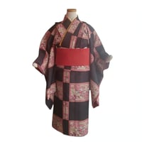 7歳　USED着物　市松吉野（着物単品　帯は含まれません画像は参考です）