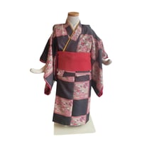 3歳　USED着物　市松吉野　（着物単品　被布、帯は含まれません画像は参考です）