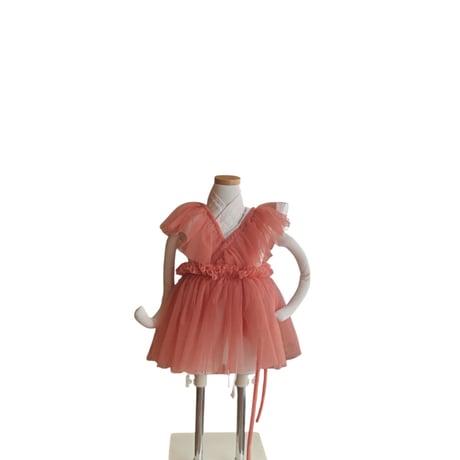 チュールオレンジ　　被布っぽくにも帯飾りにもいろいろ　お花飾り付き　新品