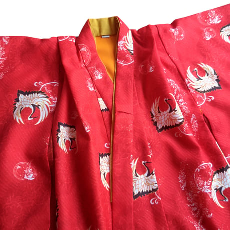 3歳　USED着物　赤鶴B　（着物単品　被布、帯は含まれません画像は参考です）