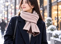 NEW! 日本製　カシミヤ100％ リバーシブルニットマフラー　elalto（エルアルト）LIGHT PINK/DARK BROWN