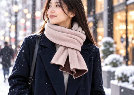 NEW! 日本製　カシミヤ100％ リバーシブルニットマフラー　elalto（エルアルト）LIGHT PINK/DARK BROWN