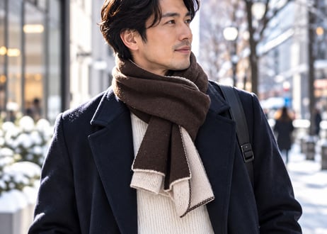 NEW! 日本製　カシミヤ100％ リバーシブルニットマフラー　elalto（エルアルト）LIGHT PINK/DARK BROWN