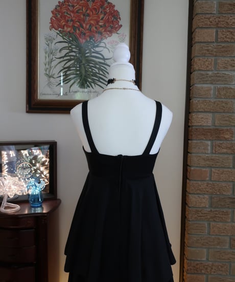 60-70's darling deb's black long dress𓆸