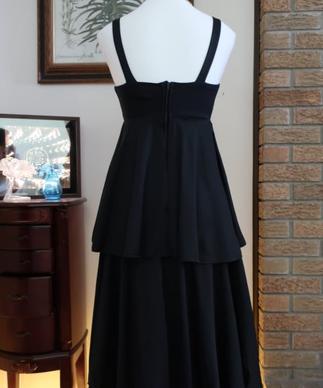 60-70's darling deb's black long dress𓆸