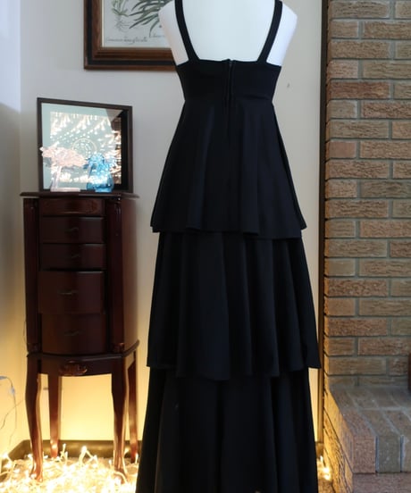 60-70's darling deb's black long dress𓆸