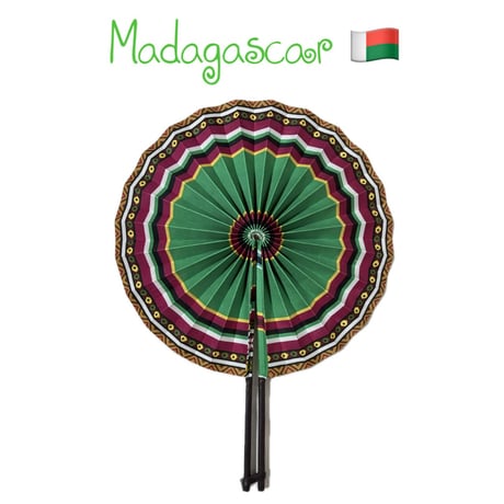 Made in Africa Madagascar　アフリカンプリント　パーニュ　キテンゲ　うちわ　扇子　African print