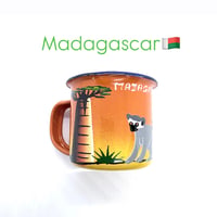 Made in Africa Madagascar　ワオキツネザル　エスプレッソカップ　コーヒーカップ　オレンジ