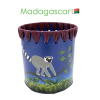 Made in Africa Madagascar　ワオキツネザル　鉛筆立て　ペン立て　ブルー