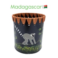 Made in Africa Madagascar　ワオキツネザル　鉛筆立て　ペン立て　ブラック