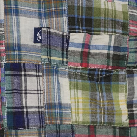 POLO RALPHLAUREN　"MADRAS CHECK PATCH WORK" S/S SHIRT