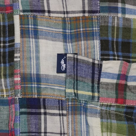 POLO RALPHLAUREN　"MADRAS CHECK PATCH WORK" S/S SHIRT