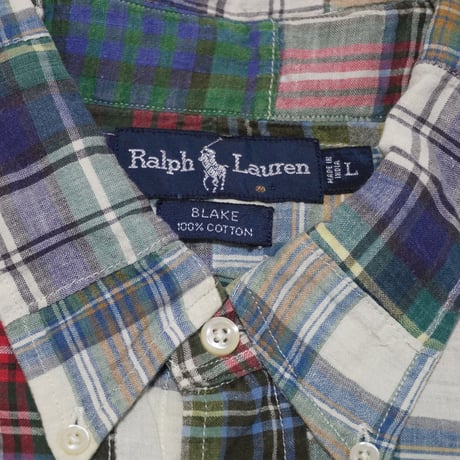 POLO RALPHLAUREN　"MADRAS CHECK PATCH WORK" S/S SHIRT