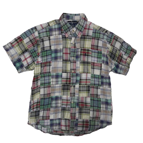 POLO RALPHLAUREN　"MADRAS CHECK PATCH WORK" S/S SHIRT