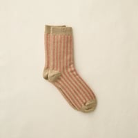 yahae sui | Organic Cotton Mohair Stripes Socks　Pink