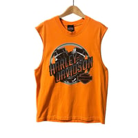 ハーレーダビッドソン ノースリーブ Tシャツ オレンジ