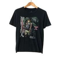進撃の巨人 アニメ リヴァイ兵長 キャラ ビッグプリント Tシャツ 黒