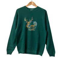 鹿 OUTDOOGEAR アニマル プリント スウェット 緑