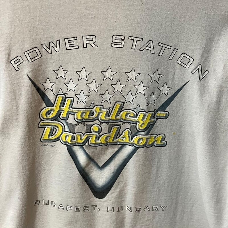 USA製 ハーレーダビッドソン 星条旗 1997 Tシャツ 白 | PEACE TOWN