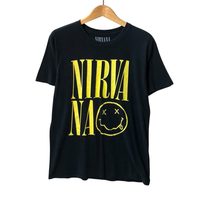 NIRVANA ニルヴァーナ スマイリーロゴ Tシャツ バンT 黒 | PEACE TOWN