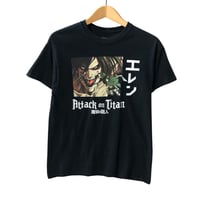 進撃の巨人 エレン アニメ キャラ ビッグプリント Tシャツ 黒