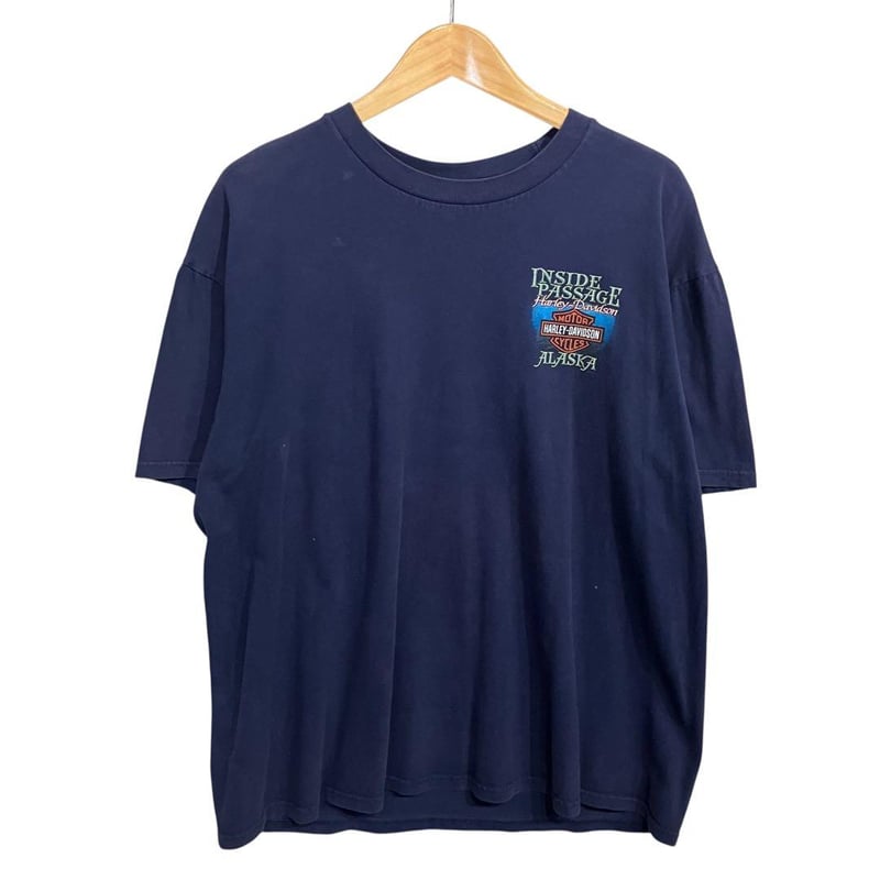 ハーレーダビッドソン Tシャツ 両面プリント アラスカ ネイビー