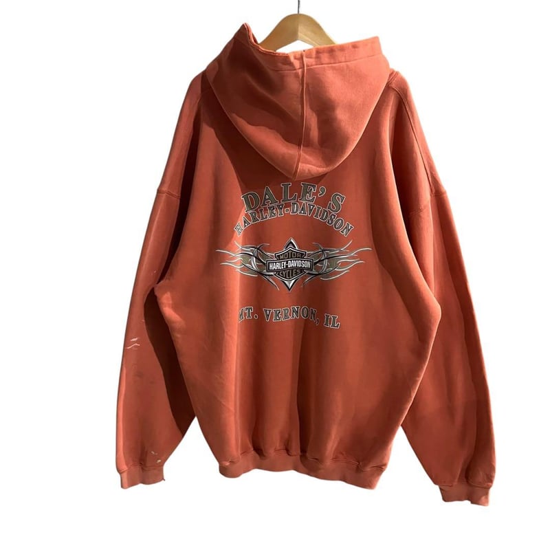 ヴィンテージ Harley-Davidson スカル ファイヤー パーカー S ハーレーダビッドソン パーカー スカル ウィング オレンジ | PEACE TOWN